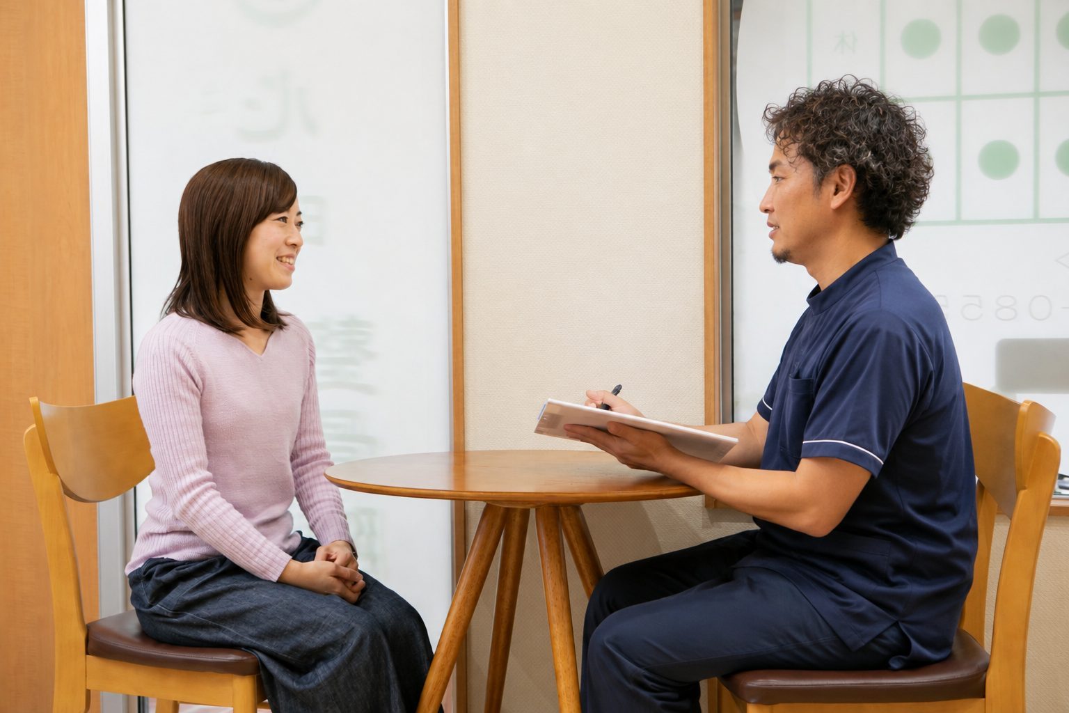 患者様と会話しながら身体づくりを支える様子